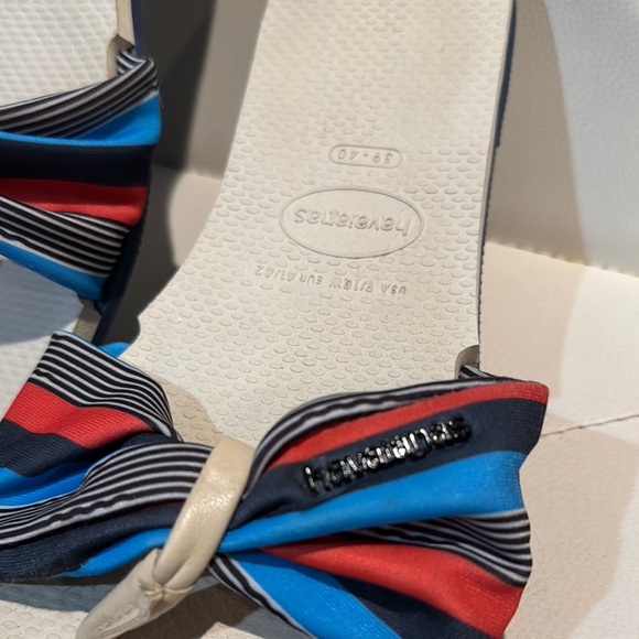 Havaianas Red and Blue Nautical Sandals with Striped Straps - Picture 2 of 4